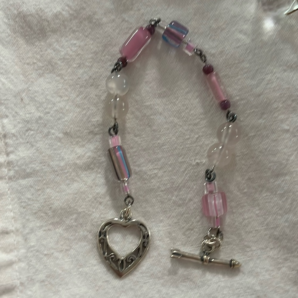 Vintage Sterling toggle bracelet w rubies